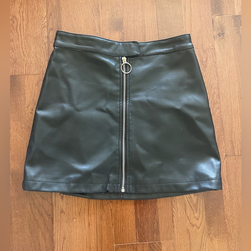 Black Faux Leather Skirt
